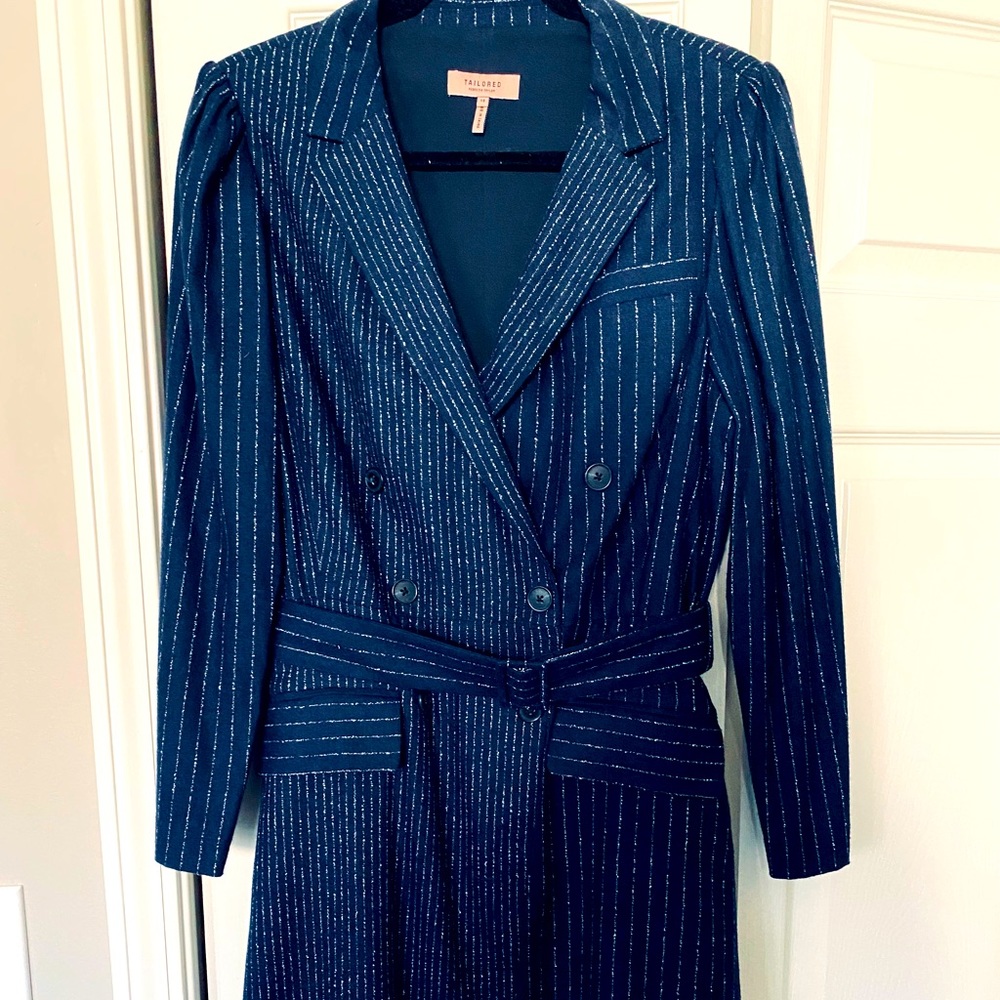 Rebecca Taylor Mixed pinstripe long sleeve blazer dress